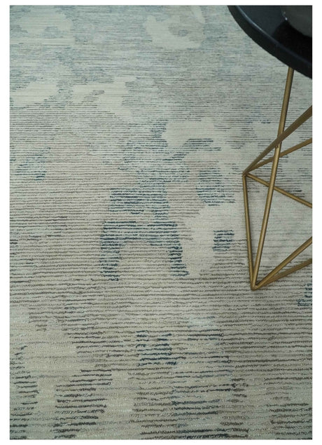 Hand Tufted Ivory, Beige and Charcoal Modern Abstract Design 8x10 Rug