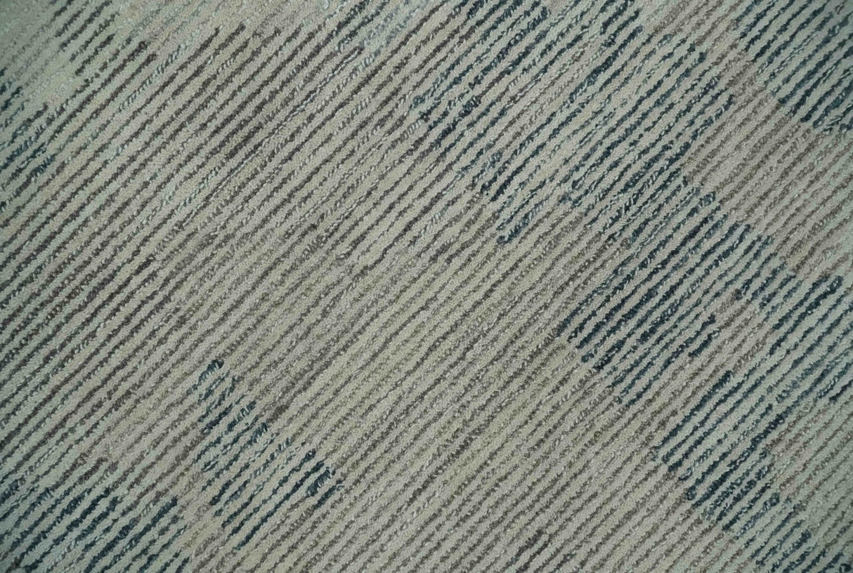 Hand Tufted Ivory, Beige and Charcoal Modern Abstract Design 8x10 Rug