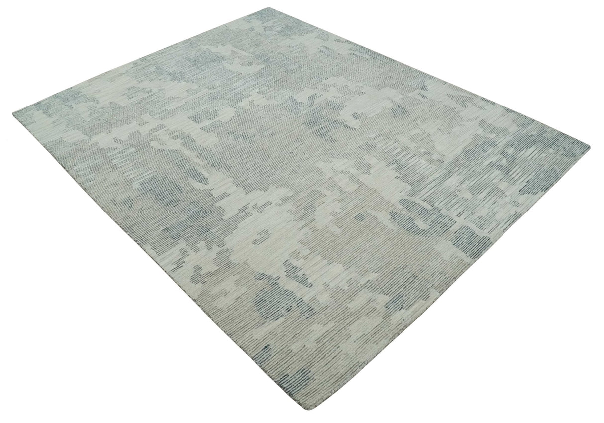 Hand Tufted Ivory, Beige and Charcoal Modern Abstract Design 8x10 Rug