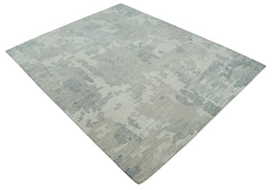 Hand Tufted Ivory, Beige and Charcoal Modern Abstract Design 8x10 Rug