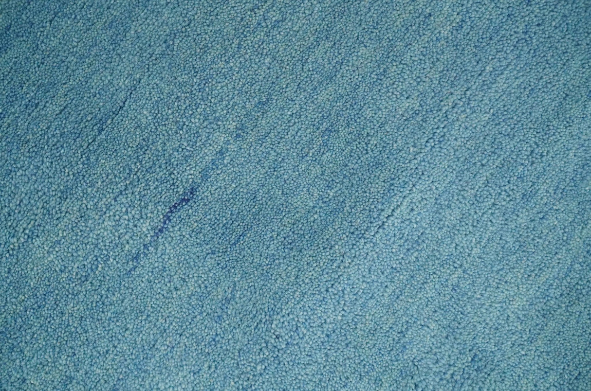 Hand Tufted Solid Plane Light Blue Woolen 8x10 wool Area Rug