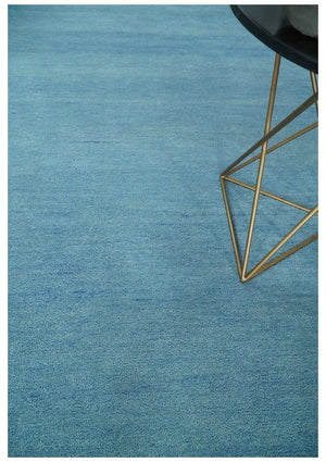 Hand Tufted Solid Plane Light Blue Woolen 8x10 wool Area Rug