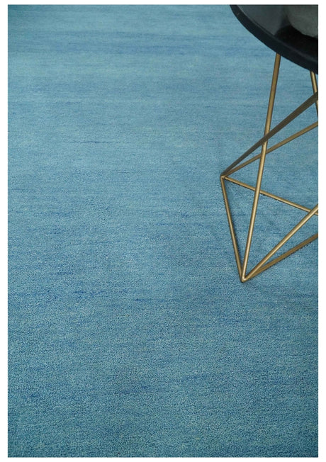 Hand Tufted Solid Plane Light Blue Woolen 8x10 wool Area Rug