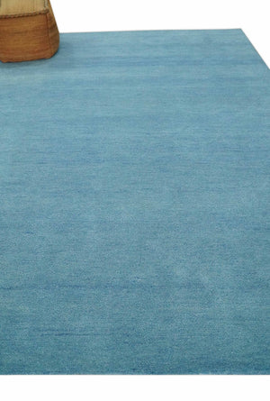 Hand Tufted Solid Plane Light Blue Woolen 8x10 wool Area Rug