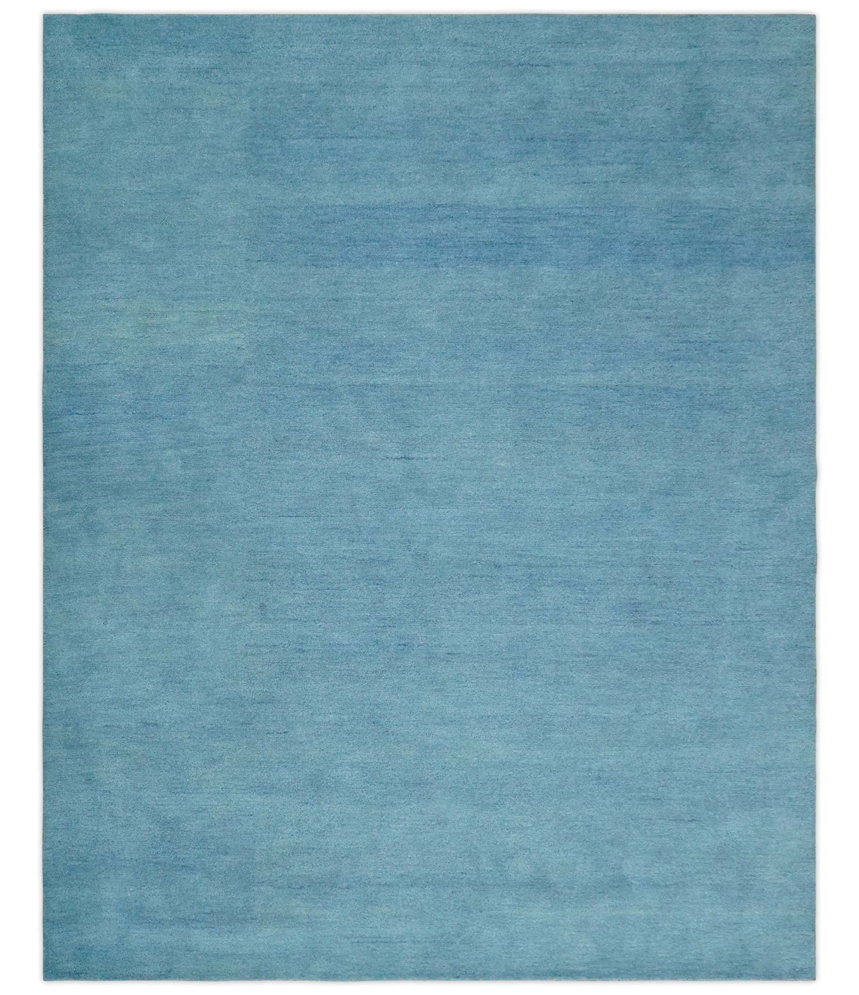 Hand Tufted Solid Plane Light Blue Woolen 8x10 wool Area Rug