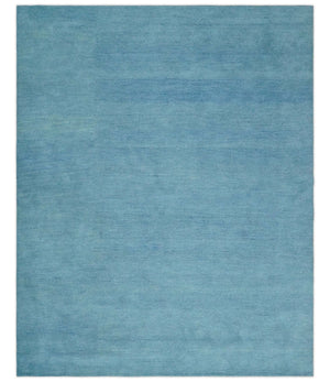 Hand Tufted Solid Plane Light Blue Woolen 8x10 wool Area Rug
