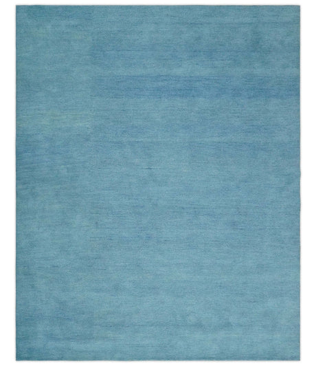 Hand Tufted Solid Plane Light Blue Woolen 8x10 wool Area Rug
