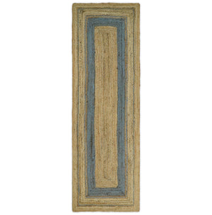 Hand Woven 100% Natural Fiber Blue and Brown Natural Jute Rug | JR2