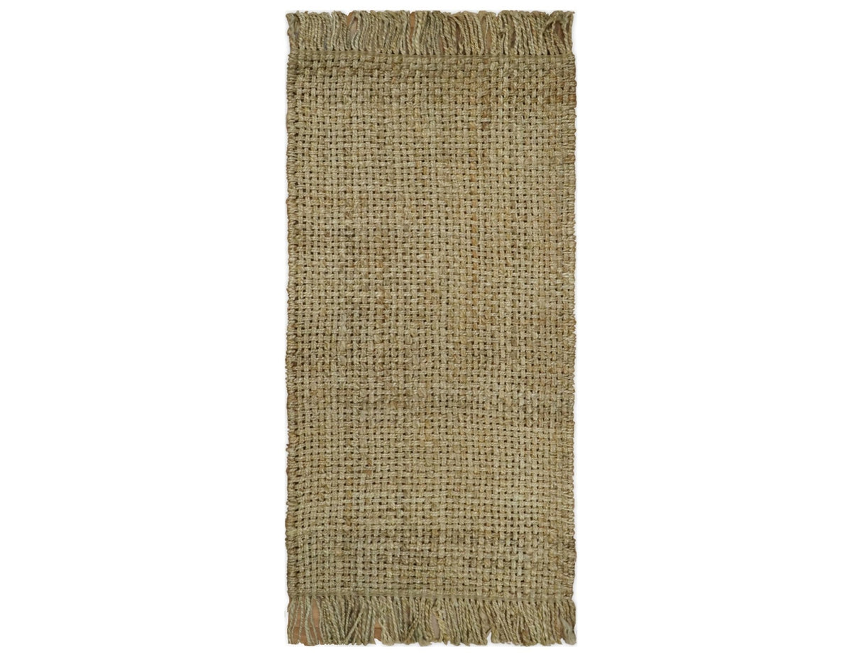 Hand Woven 100% Natural Fiber Brown Natural Jute Rug | JR007