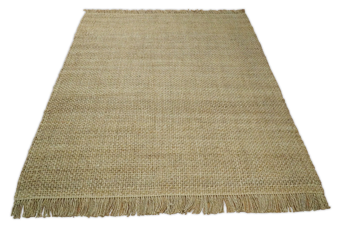 Hand Woven 100% Natural Fiber Brown Natural Jute Rug | JR007