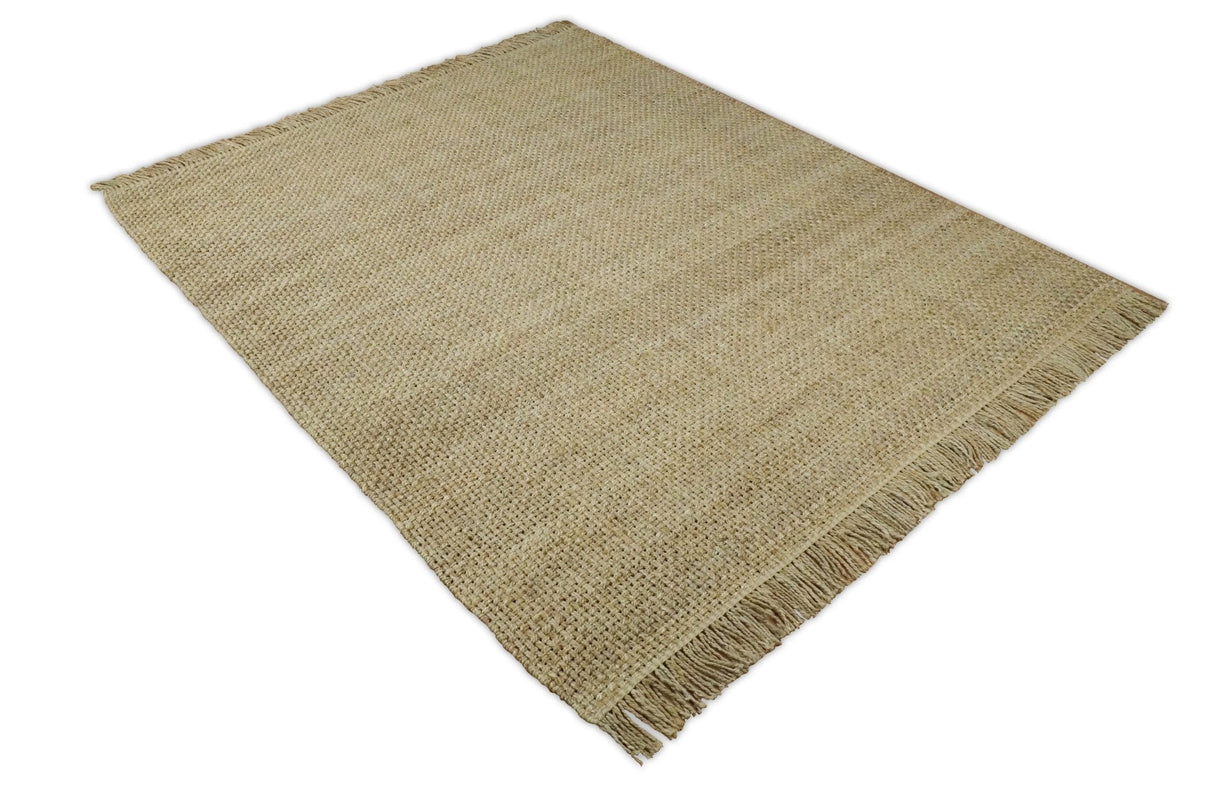 Hand Woven 100% Natural Fiber Brown Natural Jute Rug | JR007