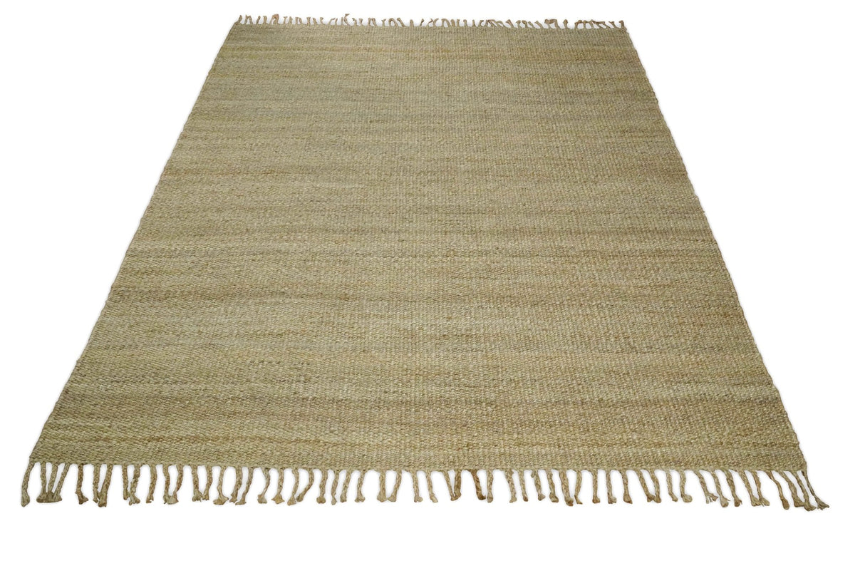Hand Woven 100% Natural Fiber Brown Natural Jute Rug | JR008