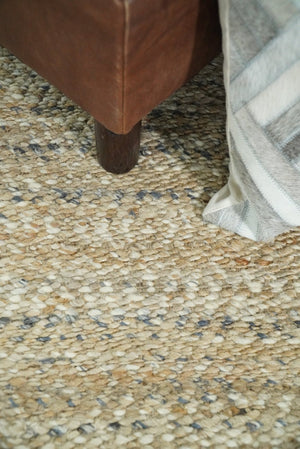 Hand Woven 100% Natural Fiber Brown Natural Jute and Wool Rug | JR10