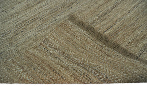 Hand Woven 100% Natural Fiber Brown Natural Jute and Wool Rug | JR10