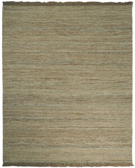 Hand Woven 100% Natural Fiber Brown Natural Jute and Wool Rug | JR10