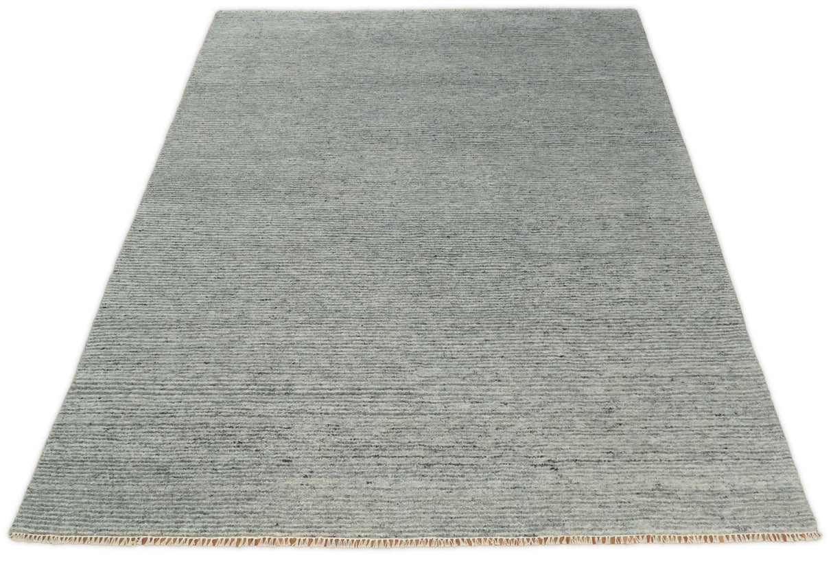 Hand Woven 8x10 Shaded Gray and Silver Rug Made with Fine Wool | TRDCP77810