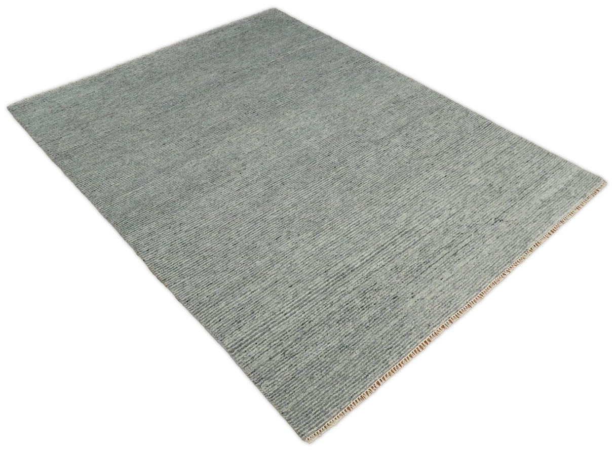 Hand Woven 8x10 Shaded Gray and Silver Rug Made with Fine Wool | TRDCP77810