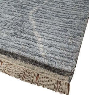 Hand Woven Blue and White 2x3 Trellis Moroccan Rug Made with Fine Wool | TRDCP79523