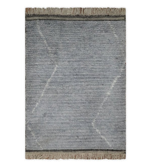 Hand Woven Blue and White 2x3 Trellis Moroccan Rug Made with Fine Wool | TRDCP79523