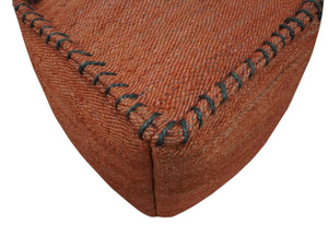 Hand Woven Boho Farmhouse Rust and Gray Jute Pouf ottoman | TRD129P