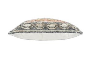 Hand Woven Boho Tribal Accent Charcoal Jute and Wool Pillow, Cushion | PL12