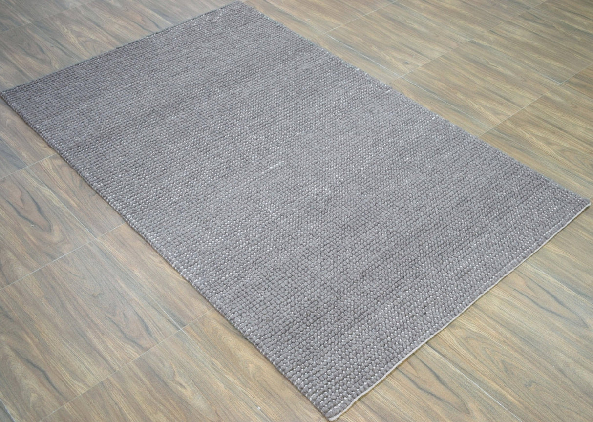 Hand Woven Chunky Fine Wool Contemporary Solid Area Rug