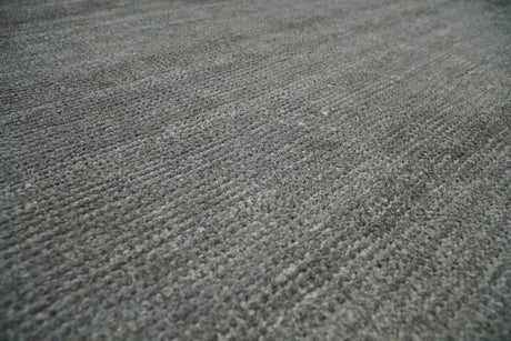 Hand Woven Low Pile Solid Gray Blended Wool Area Rug
