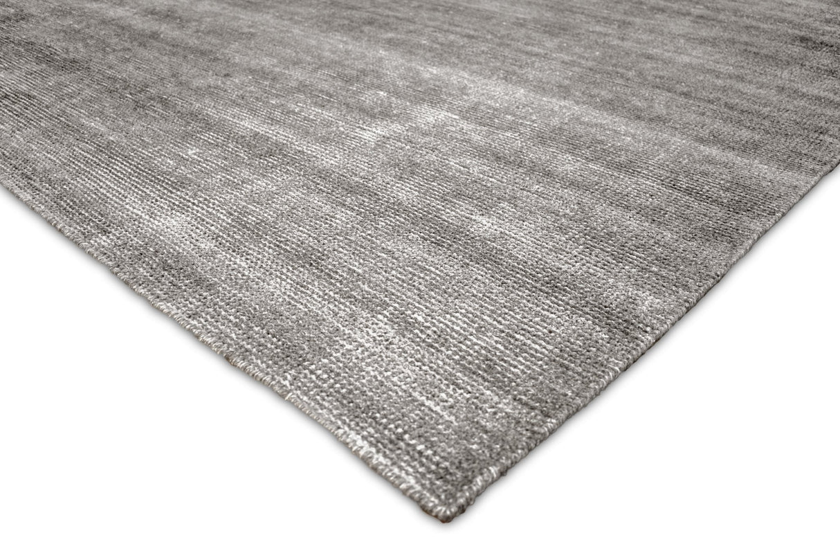 Hand Woven Low Pile Solid Gray Blended Wool Area Rug