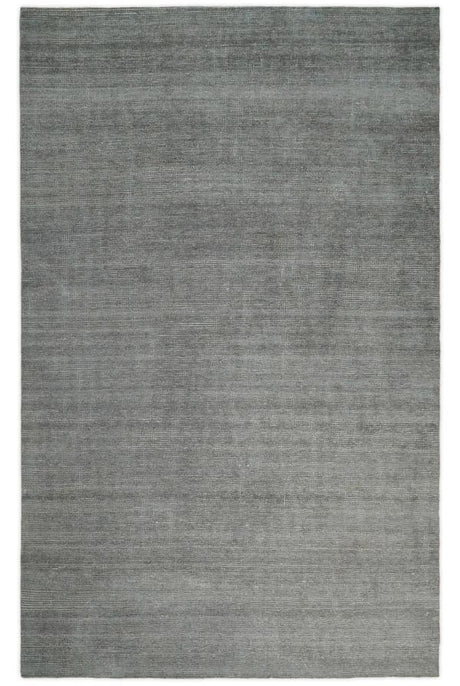 Hand Woven Low Pile Solid Gray Blended Wool Area Rug