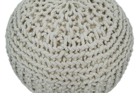 Hand Woven Macrame Beige Pouf Ottoman- Footstool, Chair or Footrest | TRD112