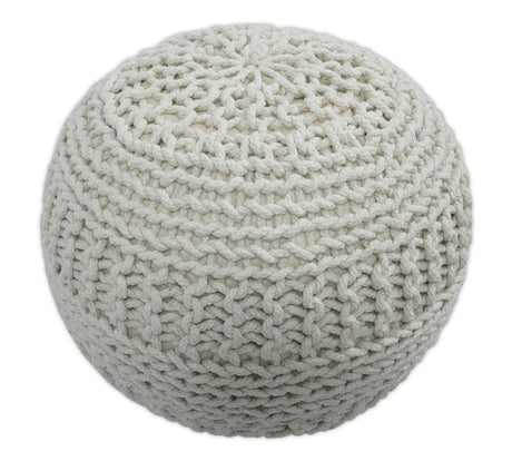 Hand Woven Macrame Beige Pouf Ottoman- Footstool, Chair or Footrest | TRD112