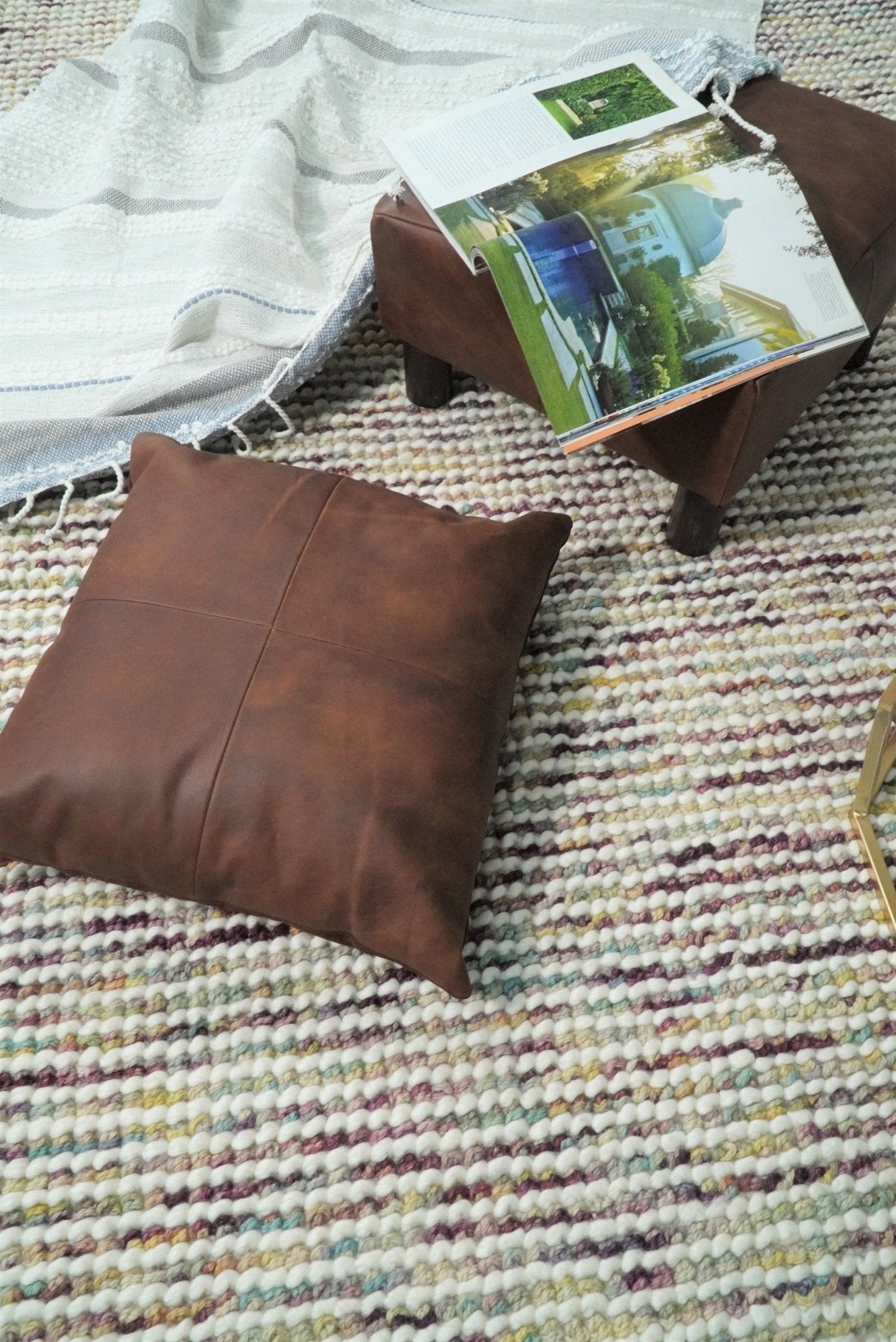 Hand Woven Multi Color Woolen Chunky and Soft Area Rug
