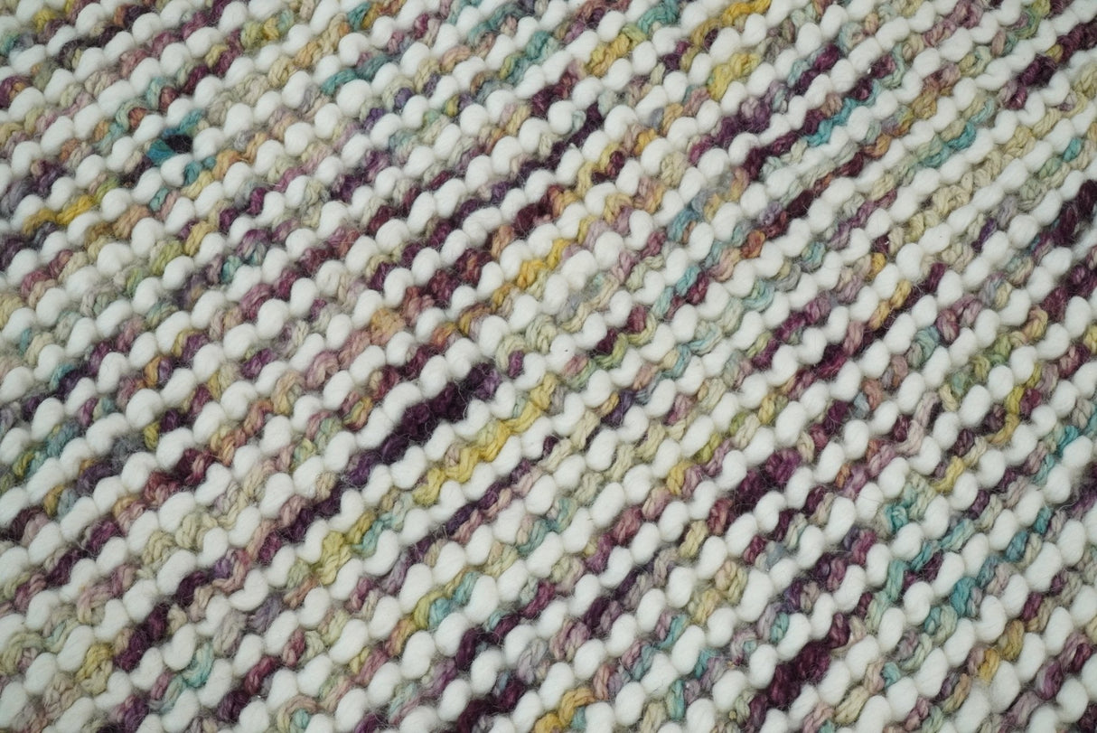 Hand Woven Multi Color Woolen Chunky and Soft Area Rug