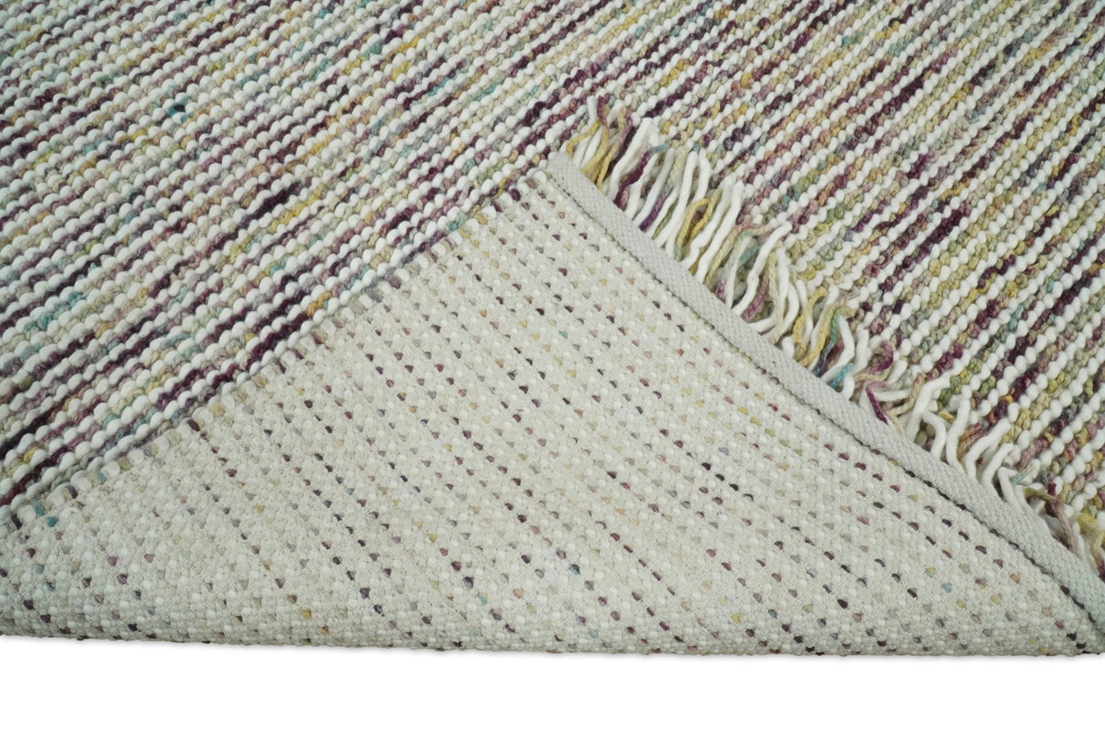 Hand Woven Multi Color Woolen Chunky and Soft Area Rug
