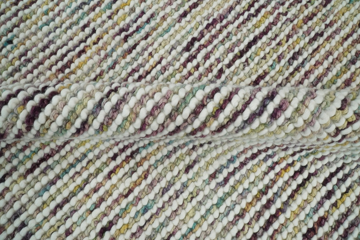 Hand Woven Multi Color Woolen Chunky and Soft Area Rug