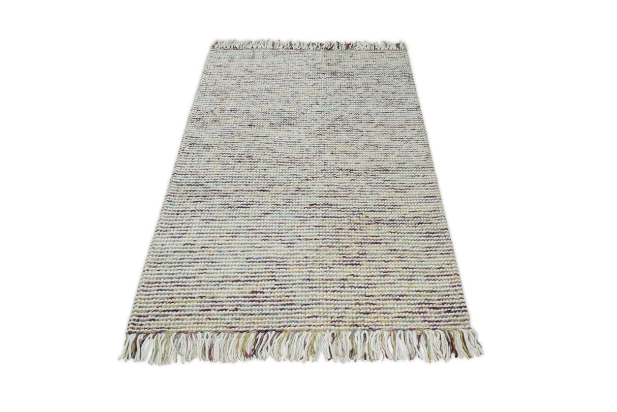 Hand Woven Multi Color Woolen Chunky and Soft Area Rug