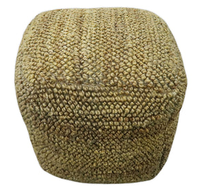 Hand Woven Natural Brown Chunky Design Jute Pouf