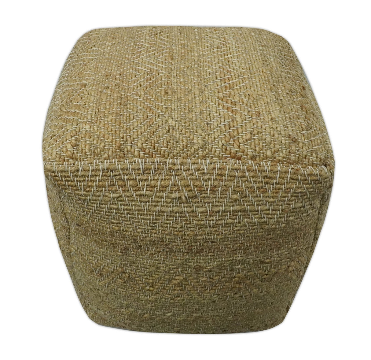 Hand Woven Natural Brown Geometrical Textured Jute Pouf