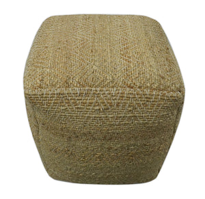 Hand Woven Natural Brown Geometrical Textured Jute Pouf