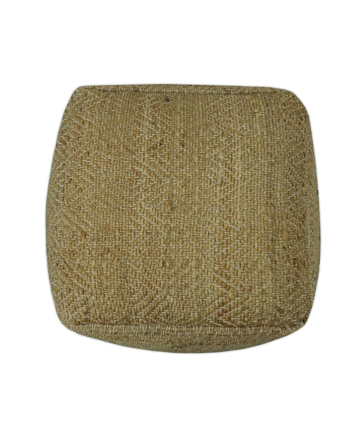 Hand Woven Natural Brown Geometrical Textured Jute Pouf