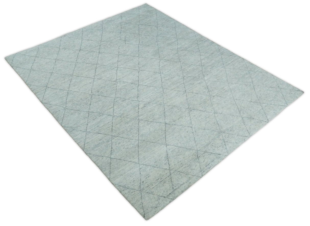 Hand Woven Silver and Gray 8x10 Trellis Moroccan Rug Made with Fine Wool | TRDCP105810