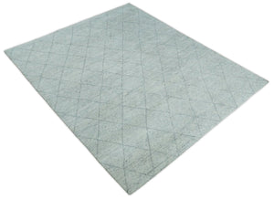 Hand Woven Silver and Gray 8x10 Trellis Moroccan Rug Made with Fine Wool | TRDCP105810
