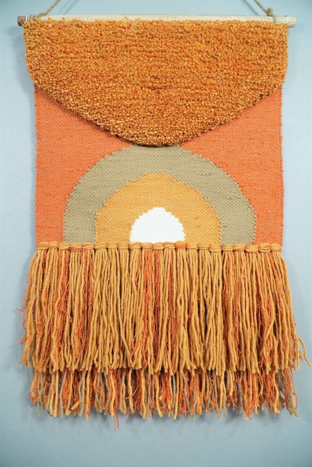 Hand Woven Wool Tapestry Terracotta Bohemian Modern Wall Hanging | WH11