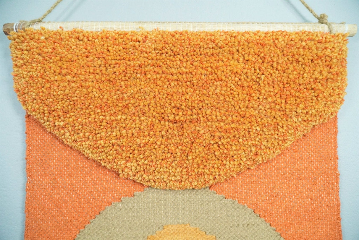Hand Woven Wool Tapestry Terracotta Bohemian Modern Wall Hanging | WH11