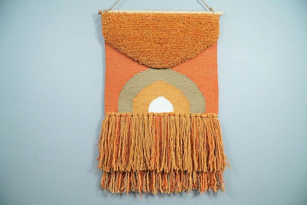 Hand Woven Wool Tapestry Terracotta Bohemian Modern Wall Hanging | WH11