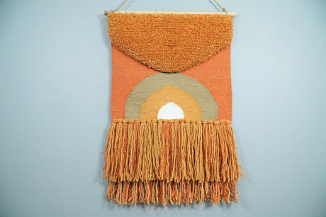 Hand Woven Wool Tapestry Terracotta Bohemian Modern Wall Hanging | WH11