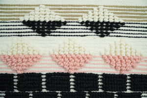 Hand Woven Wool Tapestry White, Blue and Pink Bohemian Modern Wall Hanging | WH13
