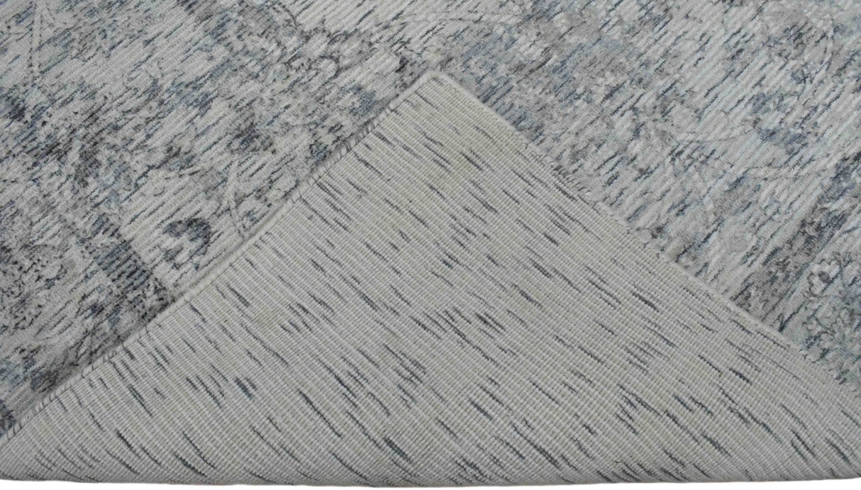 Hand Woven Wool and Art Silk Transitional Silver and Gray Rug