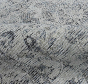 Hand Woven Wool and Art Silk Transitional Silver and Gray Rug
