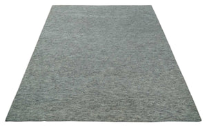 Hand carved Geometrical Design Ivory, Gray and Charcoal Hand knotted wool Area Rug